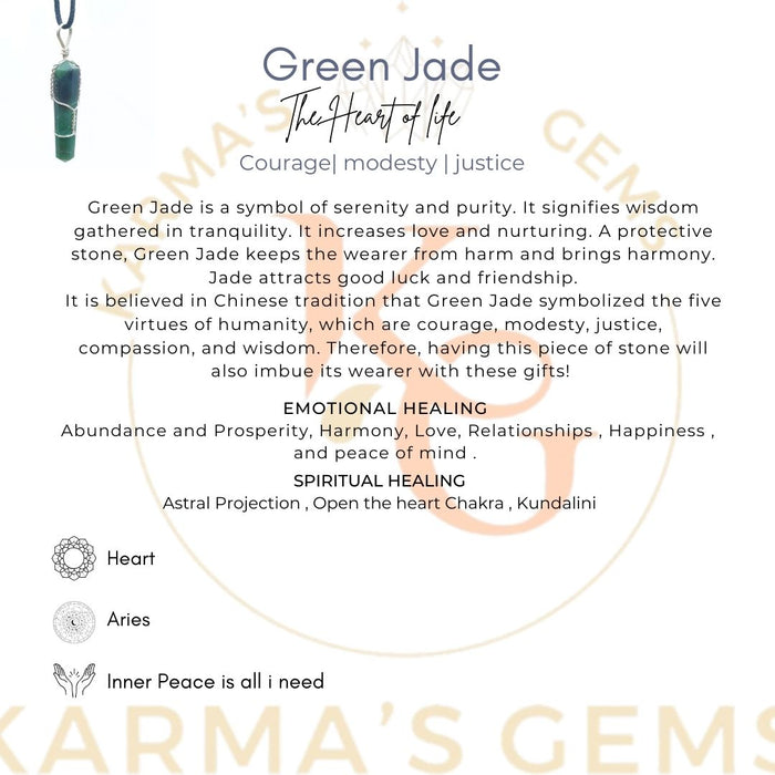 DOUBLE POINT GREEN JADE WRAPPED PENDANT