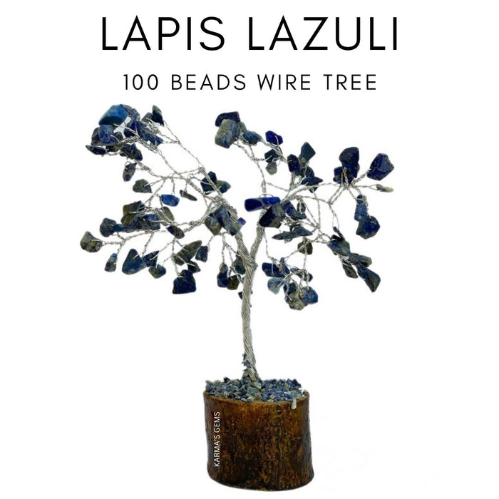 100 BEADS LAPIS LAZULI STONE WIRE TREE