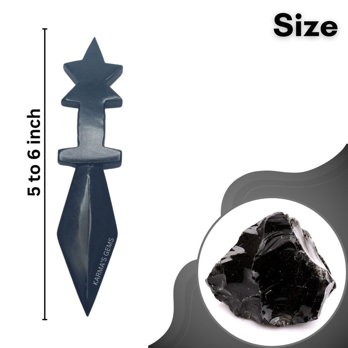 BLACK OBSIDIAN CRYSTAL KNIFE