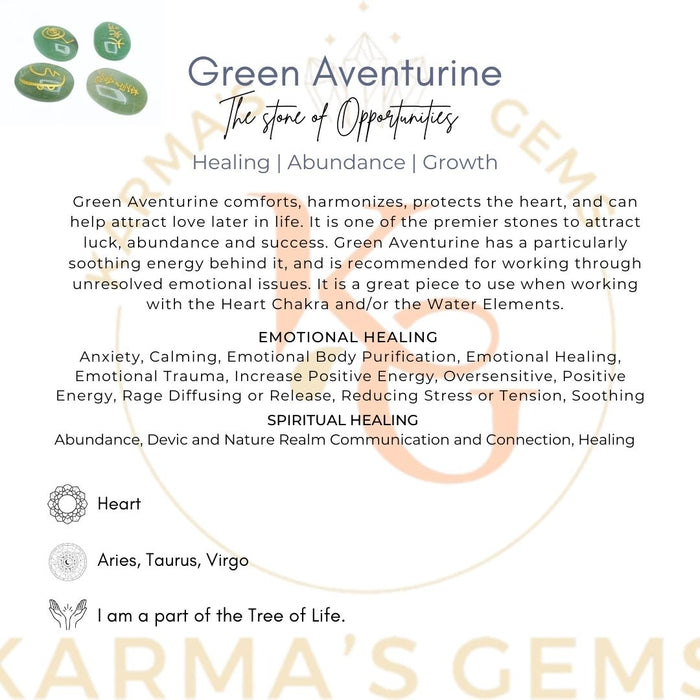 ENGRAVED GREEN AVENTURINE OVAL STONE