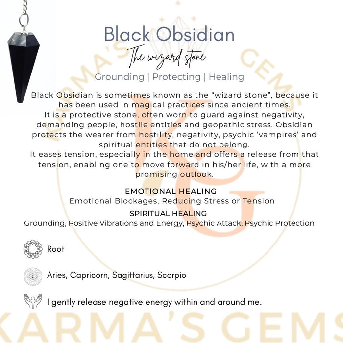 BLACK OBSIDIAN STONE DOWSING PENDULUM