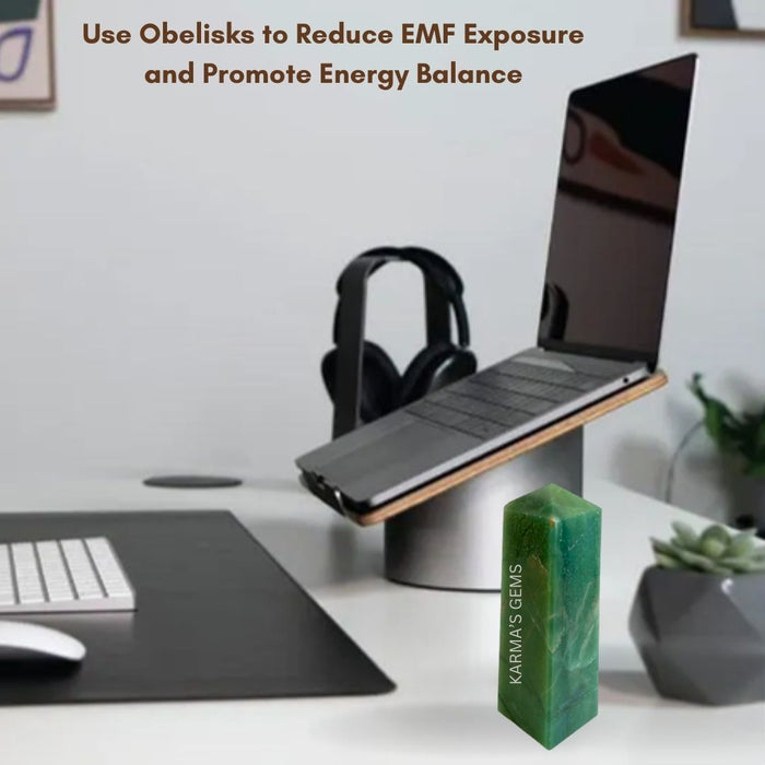 4 CORNER GREEN JADE OBELISK