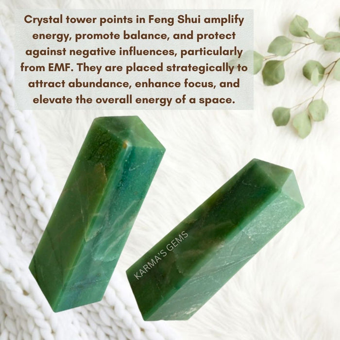 4 CORNER GREEN JADE OBELISK