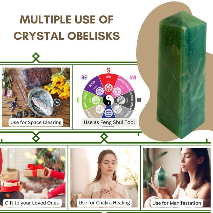 4 CORNER GREEN JADE OBELISK