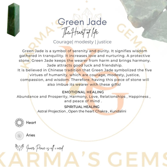 4 CORNER GREEN JADE OBELISK