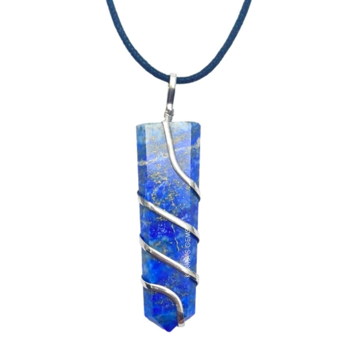 LAPIS LAZULI FLAT WRAPPED PENDANT