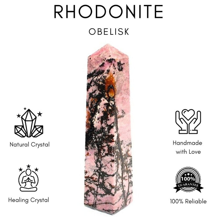 4 CORNER RHODONITE OBELISK