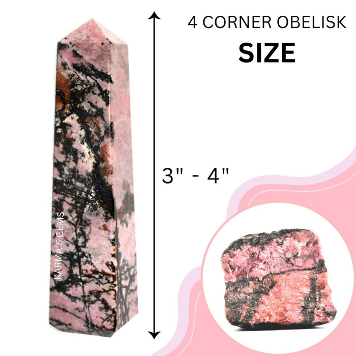 4 CORNER RHODONITE OBELISK