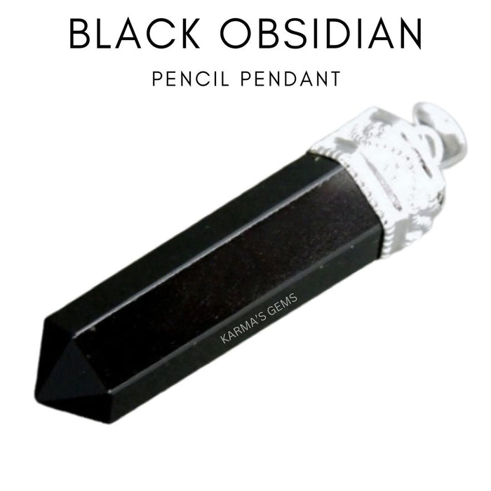 BLACK OBSIDIAN POINT PENCIL PENDANT
