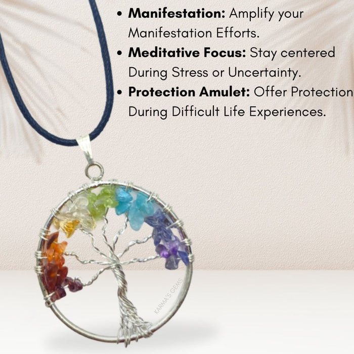 TREE OF LIFE ROUND SHAPE SEVEN CHAKRA PENDANT