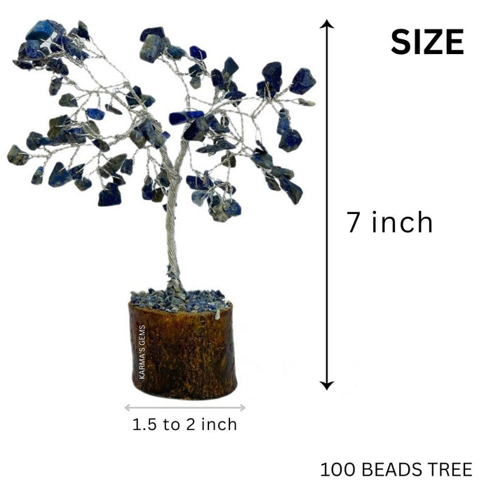 100 BEADS LAPIS LAZULI STONE WIRE TREE