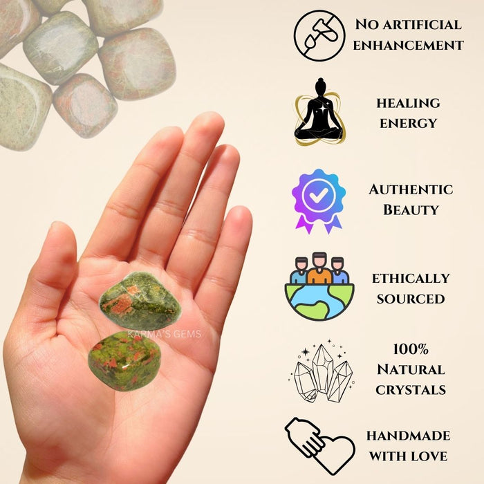 1 PIECE 25 TO 35 MM UNAKITE TUMBLED STONE