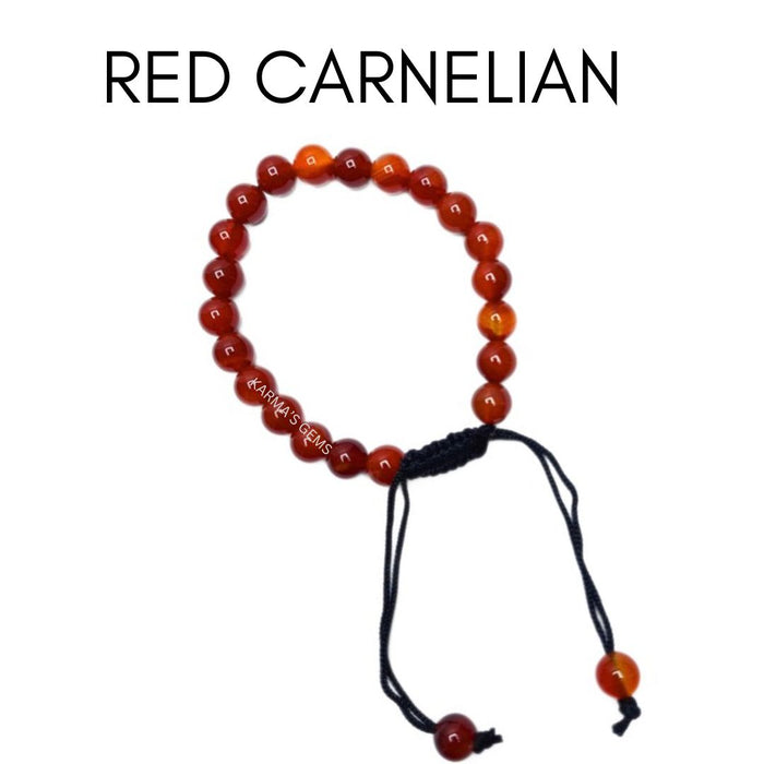 8 MM BEADS RED CARNELIAN STRING BRACELET