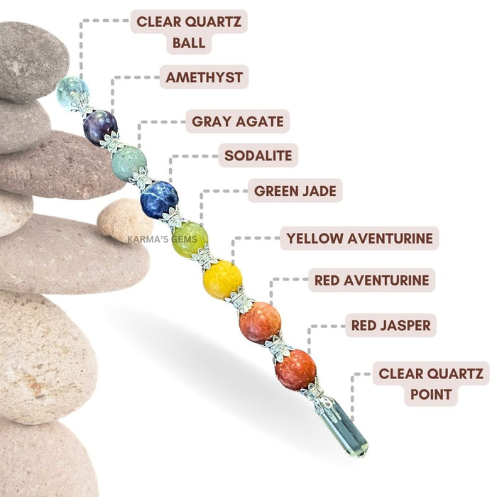 SEVEN CHAKRA BALL HEALING WAND Karmas Gems
