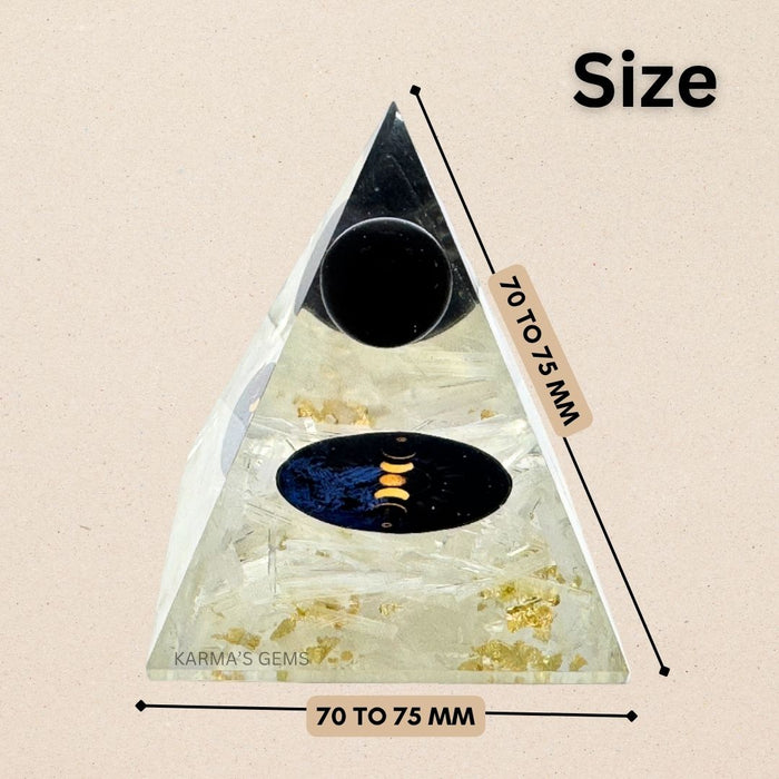 SUN, MOON SELENITE ORGONITE PYRAMID