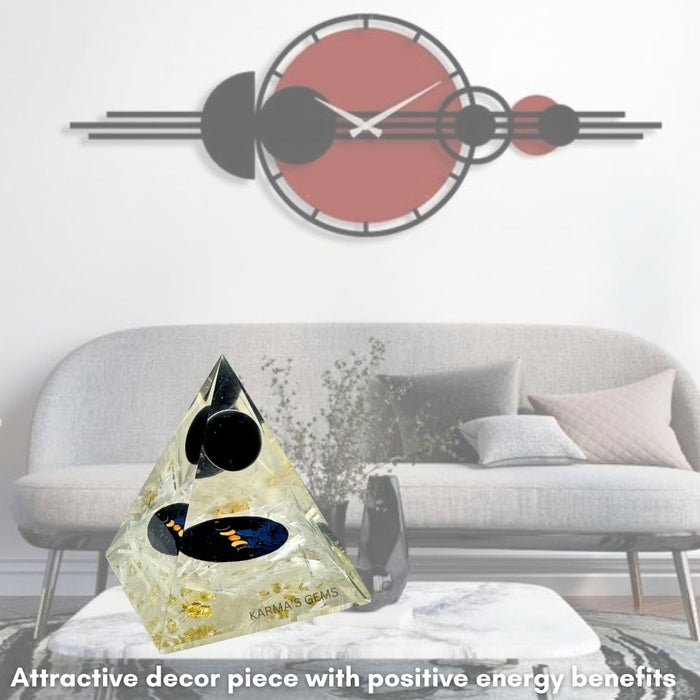 SUN, MOON SELENITE ORGONITE PYRAMID