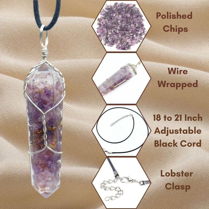 DOUBLE TERMINATED LEPIDOLITE WRAPPED PENDANT