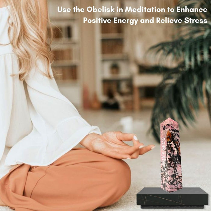 4 CORNER RHODONITE OBELISK