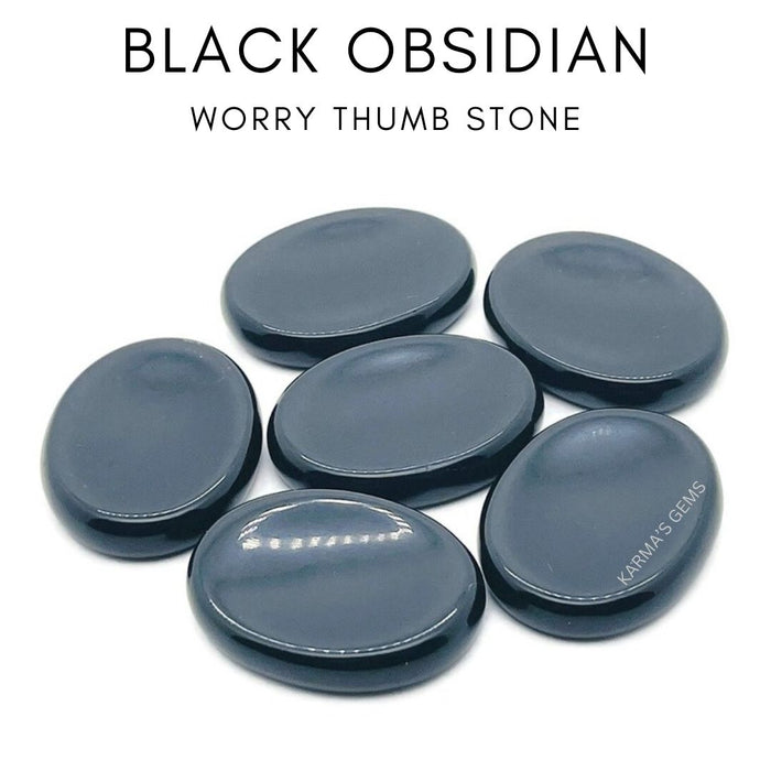 BLACK OBSIDIAN WORRY THUMB STONE