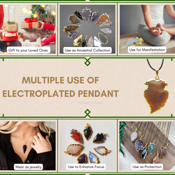 ELECTROPLATED FANCY JASPER STONE PENDANT