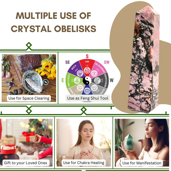 4 CORNER RHODONITE OBELISK