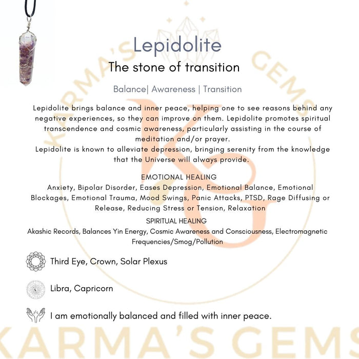 DOUBLE TERMINATED LEPIDOLITE WRAPPED PENDANT