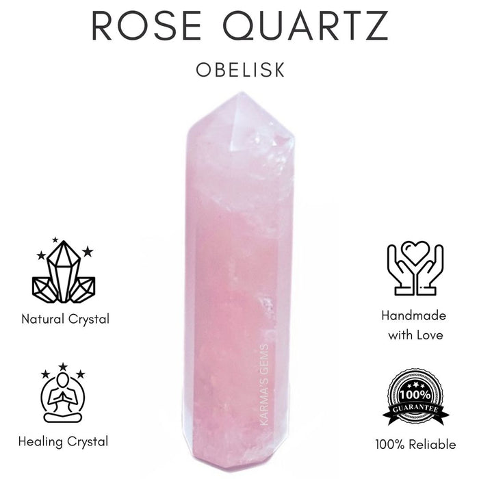 8 CORNER ROSE QUARTZ OBELISK