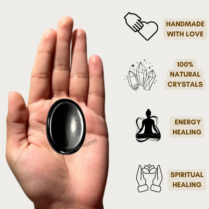 BLACK OBSIDIAN WORRY THUMB STONE
