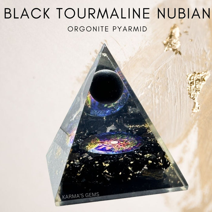 BLACK TOURMALINE NUBIAN ORGONITE PYRAMID