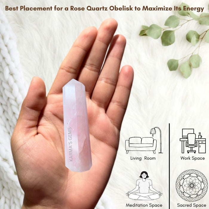 8 CORNER ROSE QUARTZ OBELISK