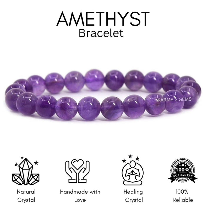 8 MM BEADS AMETHYST BRACELET