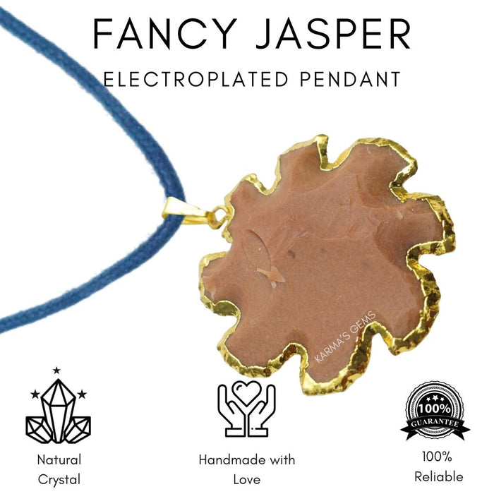 ELECTROPLATED FANCY JASPER STONE PENDANT