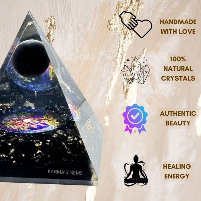BLACK TOURMALINE NUBIAN ORGONITE PYRAMID