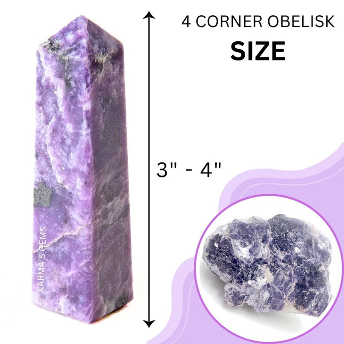 4 CORNER LEPIDOLITE OBELISK