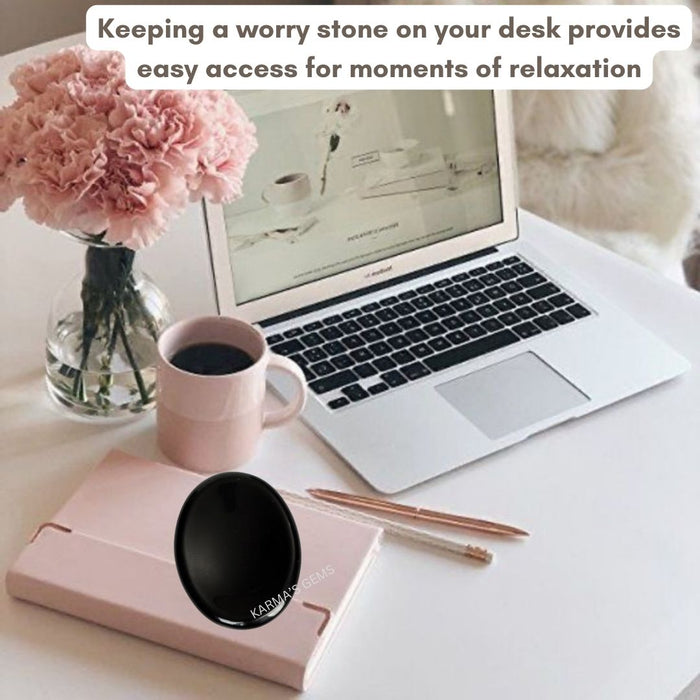 BLACK OBSIDIAN WORRY THUMB STONE