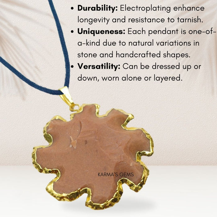 ELECTROPLATED FANCY JASPER STONE PENDANT