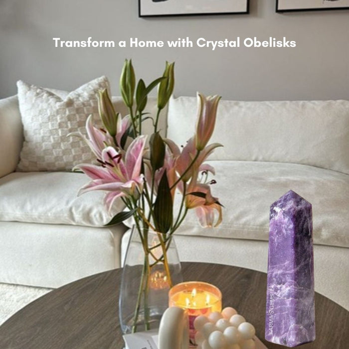 4 CORNER LEPIDOLITE OBELISK