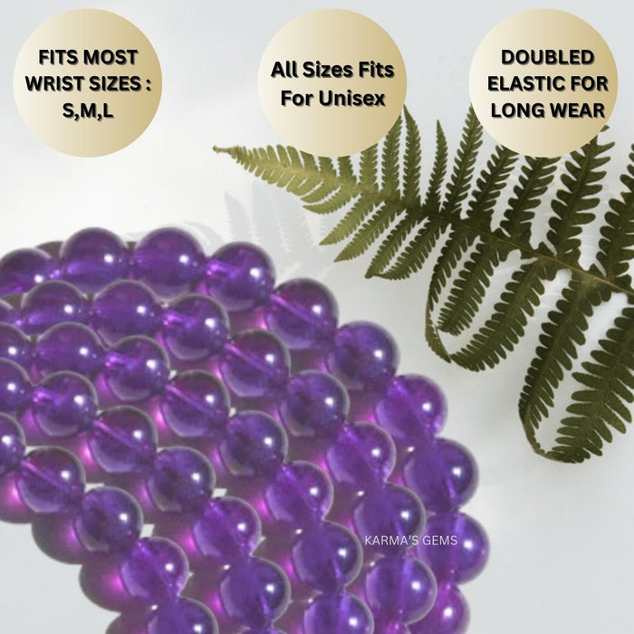 8 MM BEADS AMETHYST BRACELET