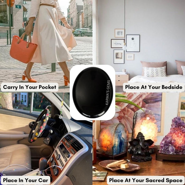 BLACK OBSIDIAN WORRY THUMB STONE