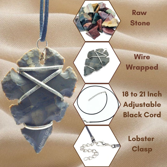 1" TO 1.5" FANCY JASPER SPEARHEAD ARROWHEAD PENDANT