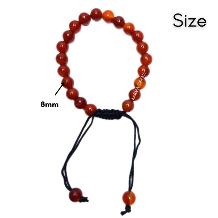 8 MM BEADS RED CARNELIAN STRING BRACELET