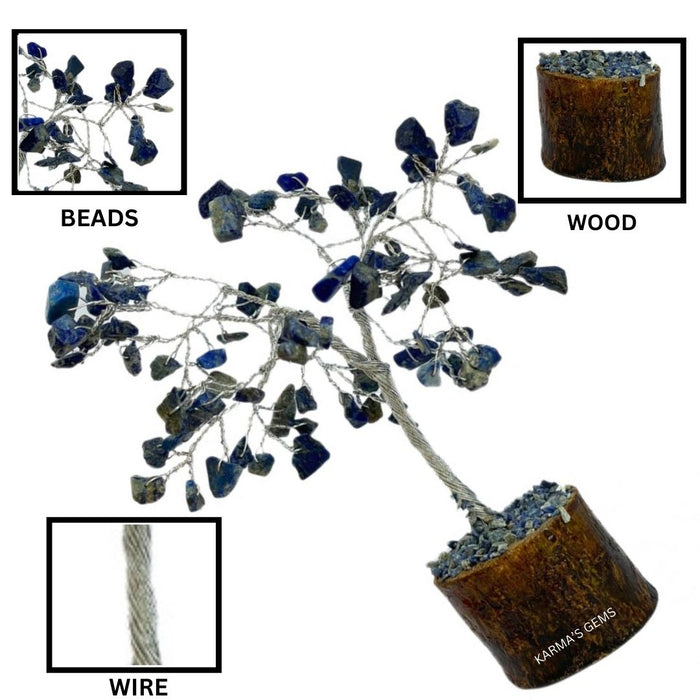 100 BEADS LAPIS LAZULI STONE WIRE TREE