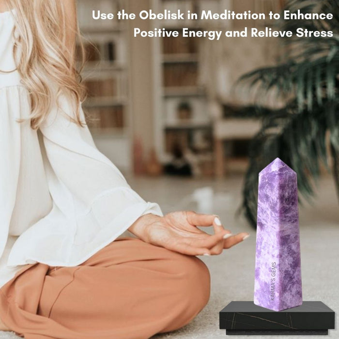 4 CORNER LEPIDOLITE OBELISK