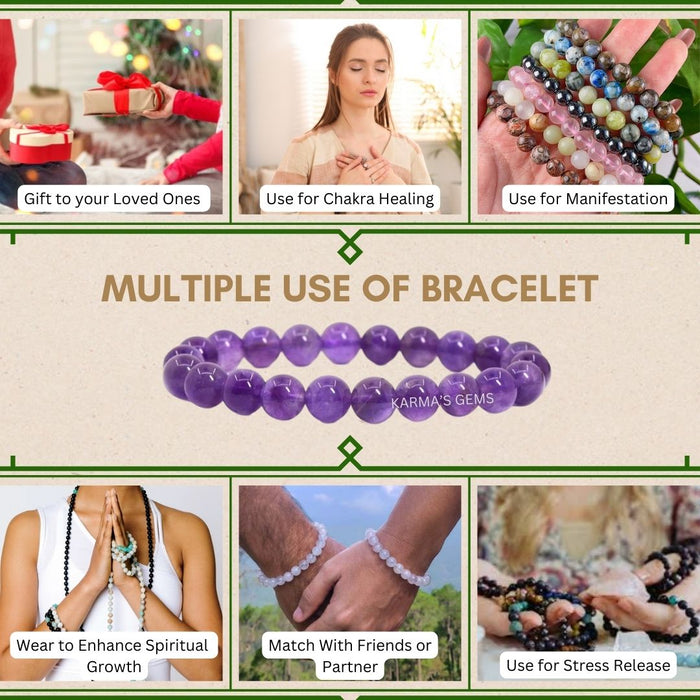 8 MM BEADS AMETHYST BRACELET