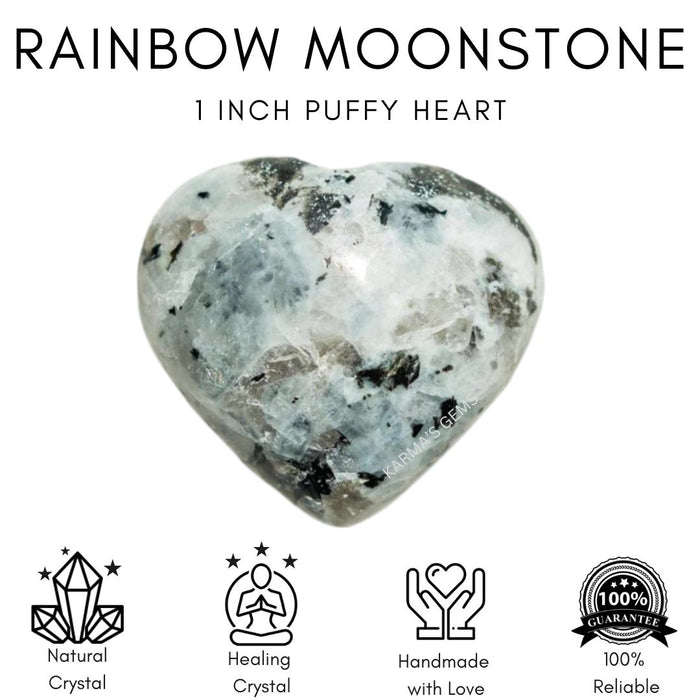 1" RAINBOW MOONSTONE PUFFY HEART