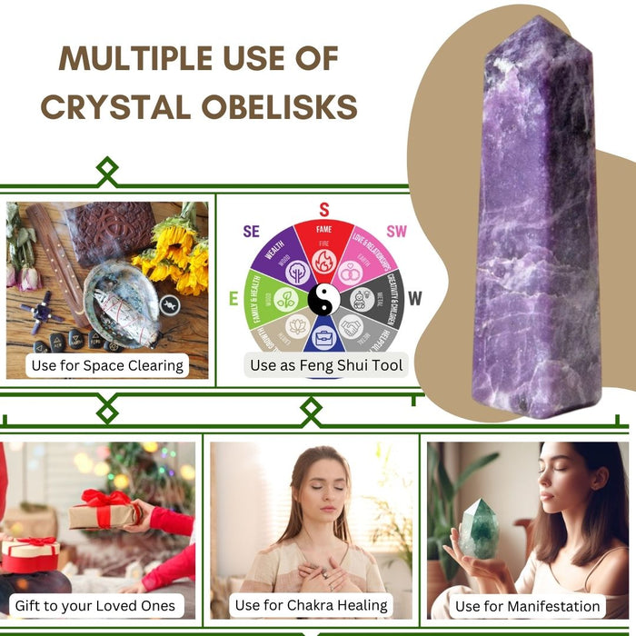 4 CORNER LEPIDOLITE OBELISK