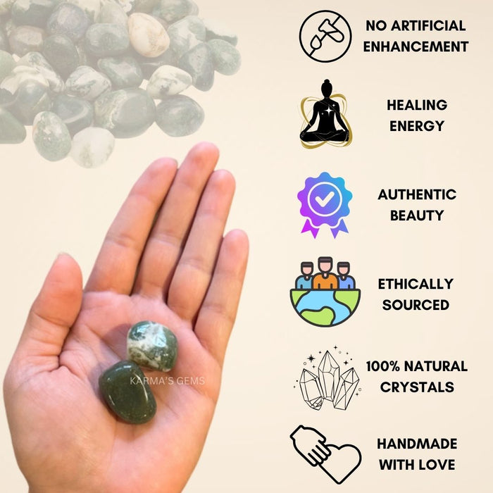 15 TO 25 MM MOSS AGATE POLISH TUMBLED STONE