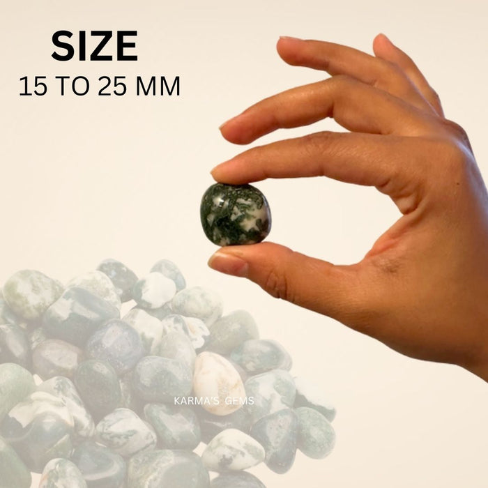 1 PIECE 15 TO 25 MM MOSS AGATE POLISH TUMBLED STONE