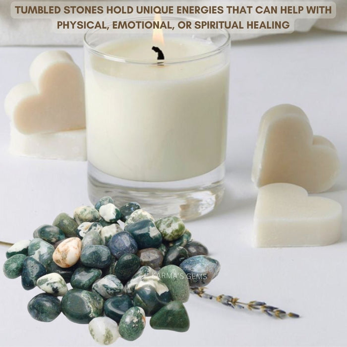 15 TO 25 MM MOSS AGATE POLISH TUMBLED STONE