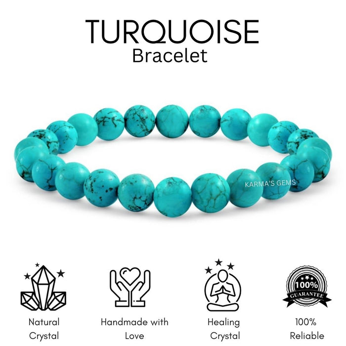 8 MM BEADS TURQUOISE BRACELET